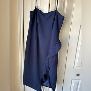 Bardot Carmelle Navy Front Ruffle Dress- Size 10/L - NEW/ NEVER WORN WITH TAGS